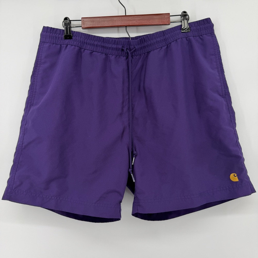Carhartt Wip Chase Swim Trunks Mens Xl Purple Mesh Lined Drawstring Summer Beach